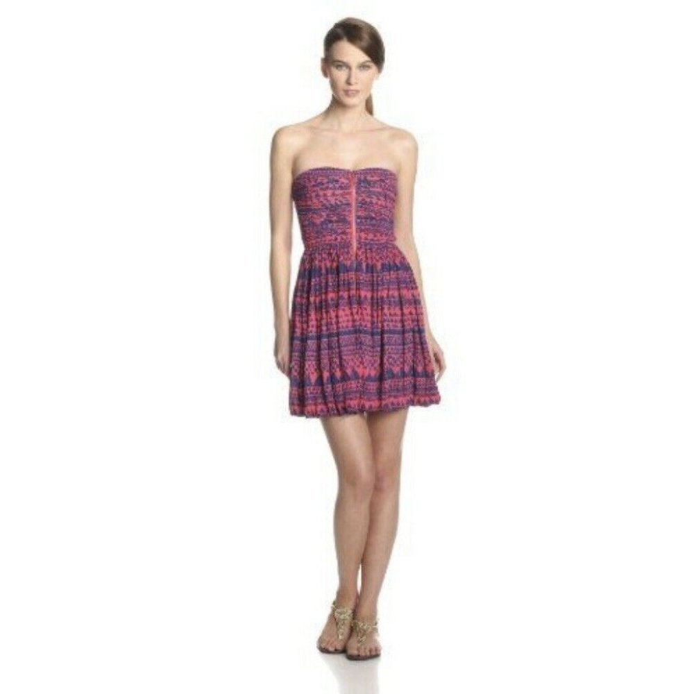 Plenty By Tracy Reese Sushi Pink Blue Sun Dress P XS New NWT Strapless GORGEOUS